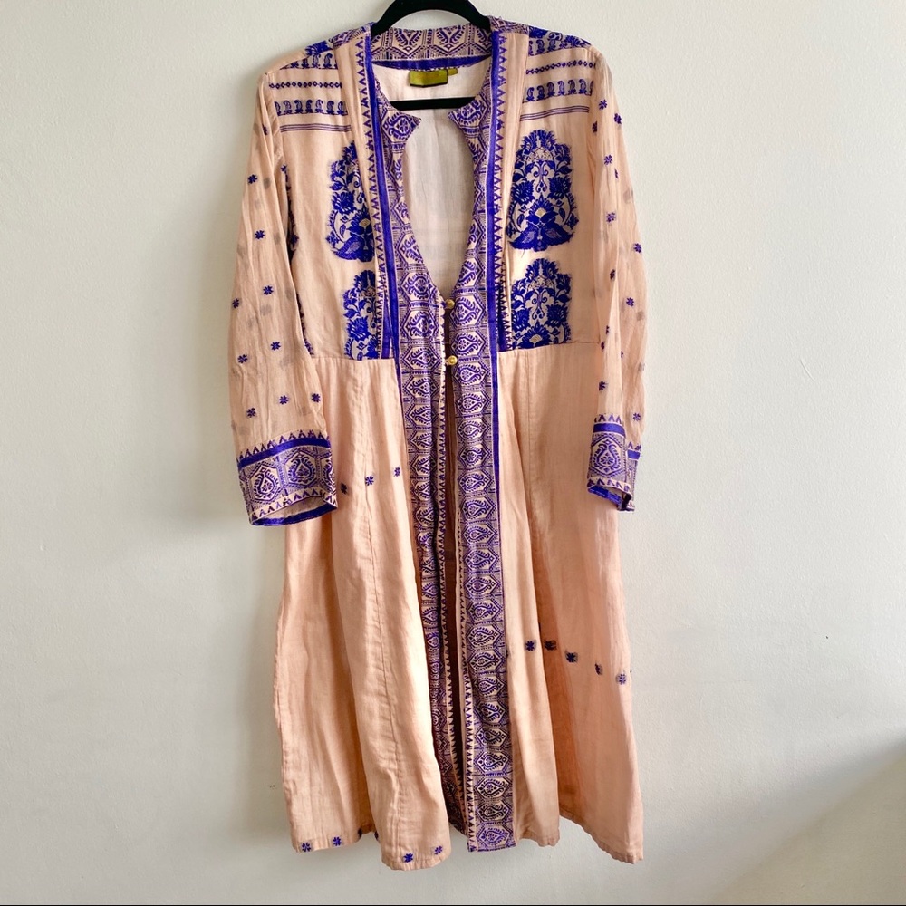 Serrahna Blush / Royal Blue Embroidered Overshirt